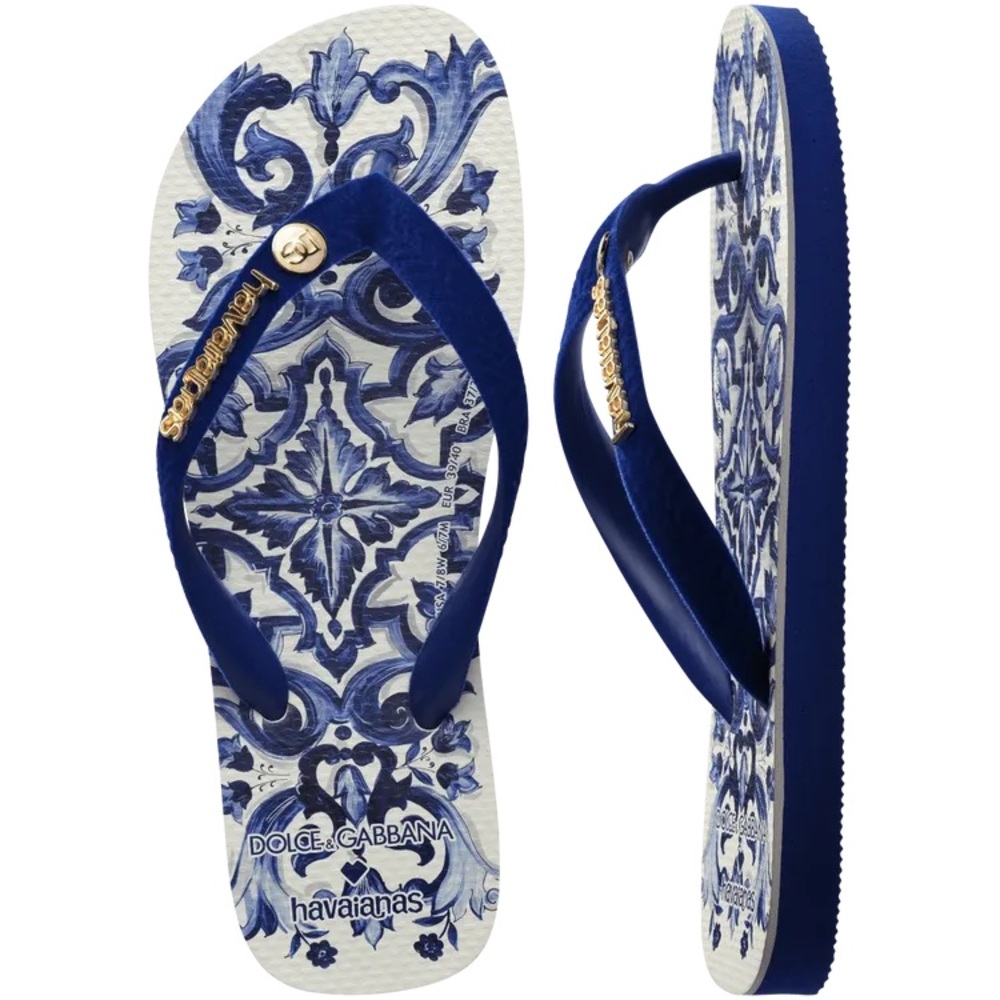 BRAND NEW! SOLD OUT - Dolce&Gabbana Blu Mediterraneo Flip Flops W6 Marine Blue